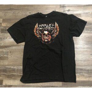 Harley Davidson Chrome Skull Graphic Mens XL Black Tee T Shirt